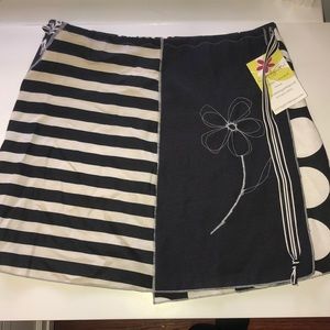Handmade Black and White Patterned Tie Skirt